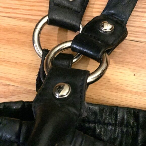 B. Makowsky Leather Moscow Sachel Handbag - Black - Picture 4 of 10